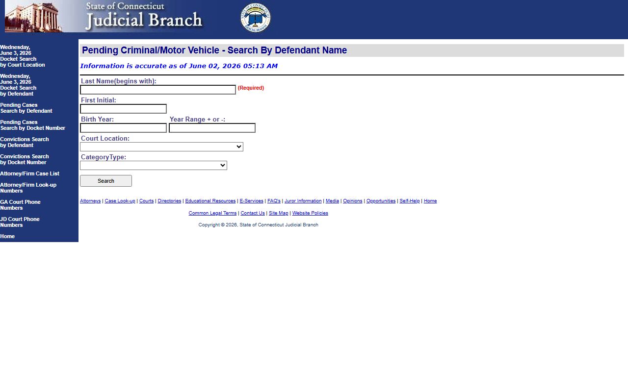 West Hartford court records after arrest pending defendant search fields