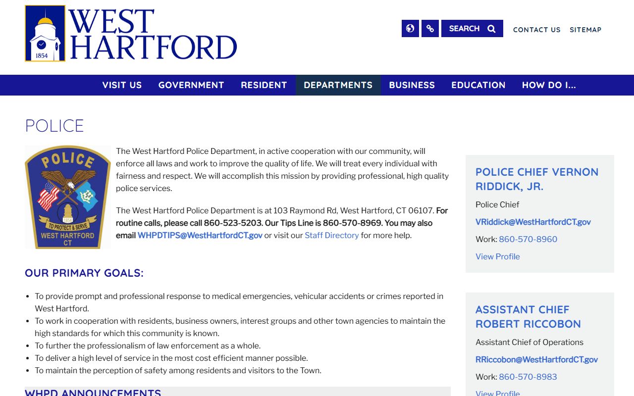 West Hartford County inmate population police records source